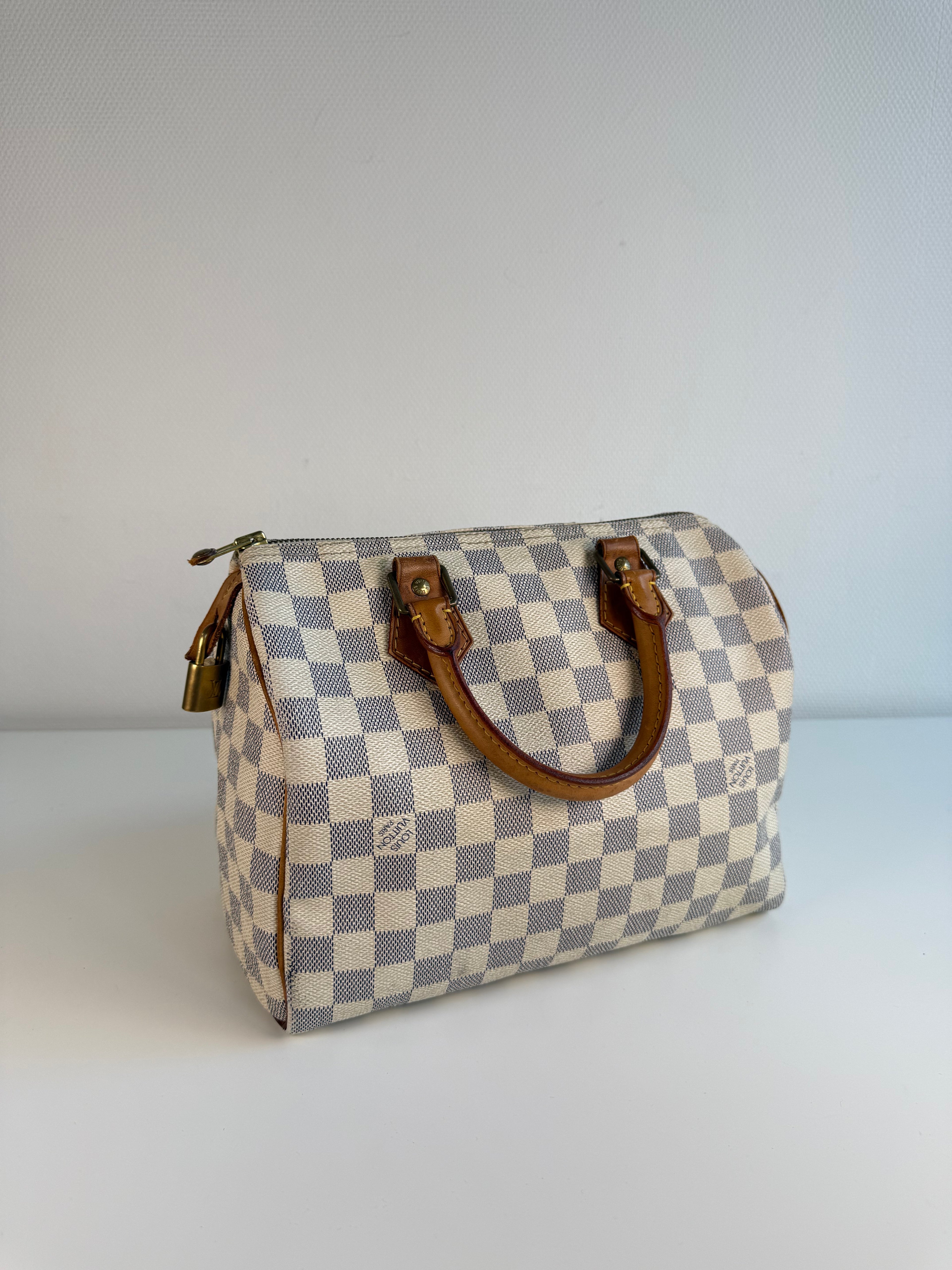 Speedy 25 en toile Damier blanc