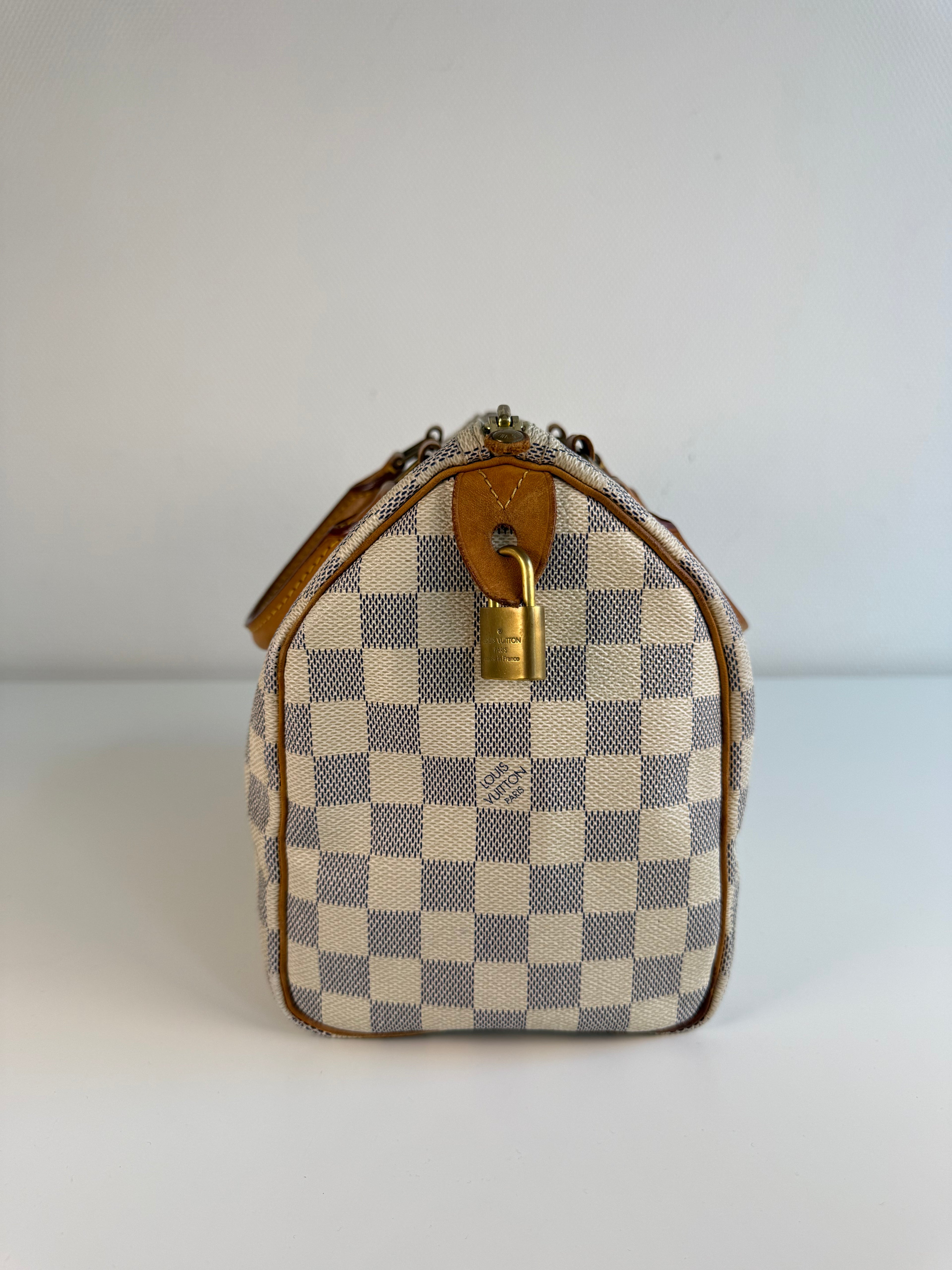 Speedy 25 en toile Damier blanc