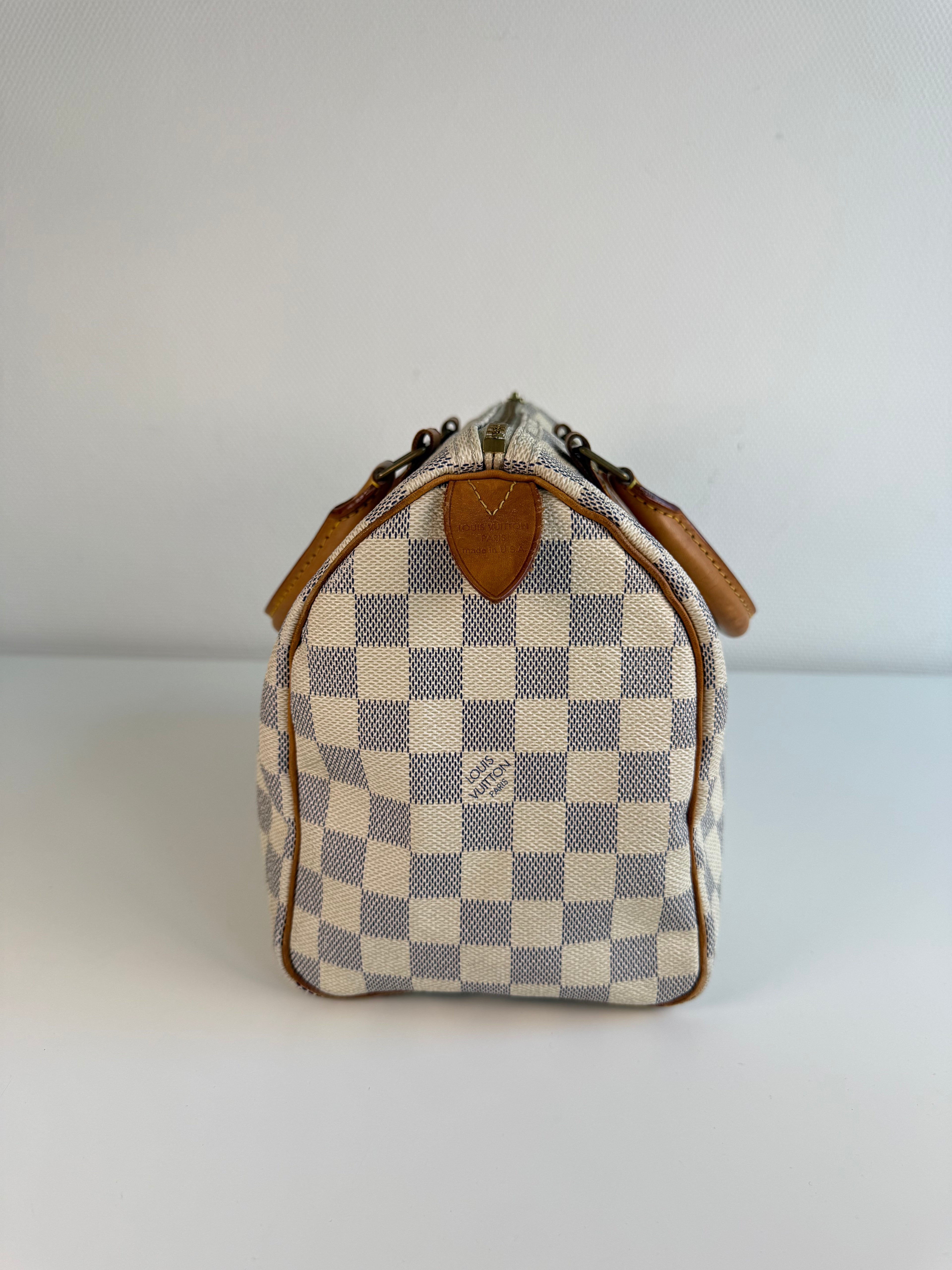 Speedy 25 en toile Damier blanc