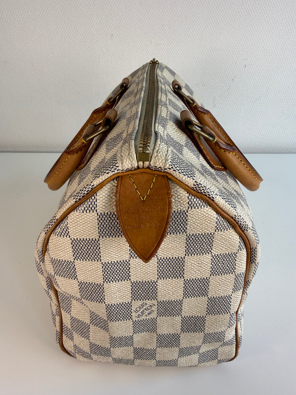 Speedy 25 en toile Damier blanc