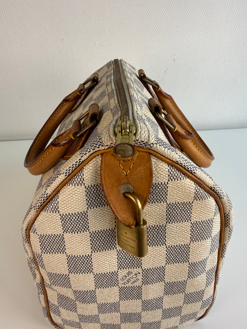 Speedy 25 en toile Damier blanc