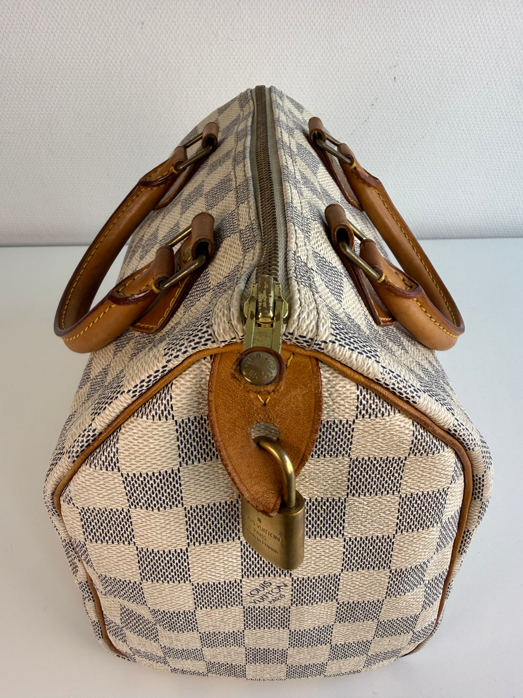 Speedy 25 en toile Damier blanc