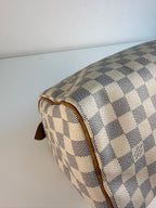 Speedy 25 en toile Damier blanc