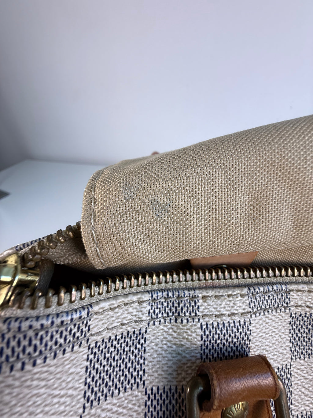 Speedy 25 en toile Damier blanc