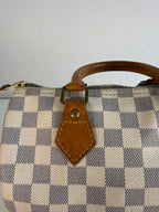 Speedy 25 en toile Damier blanc