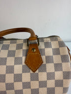 Speedy 25 en toile Damier blanc