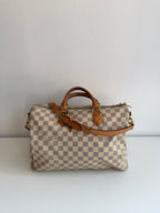 Speedy 35 à bandoulière en toile Damier blanc