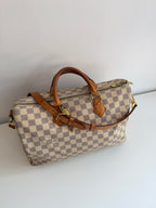 Speedy 35 à bandoulière en toile Damier blanc