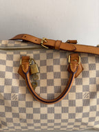 Speedy 35 à bandoulière en toile Damier blanc