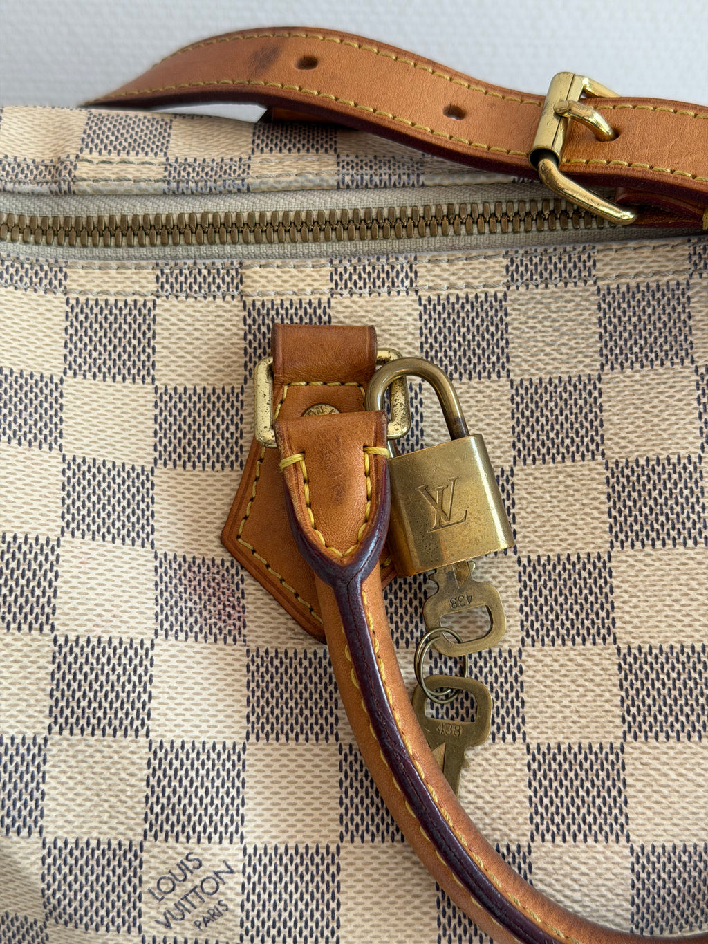 Speedy 35 à bandoulière en toile Damier blanc