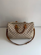 Speedy 35 à bandoulière en toile Damier blanc