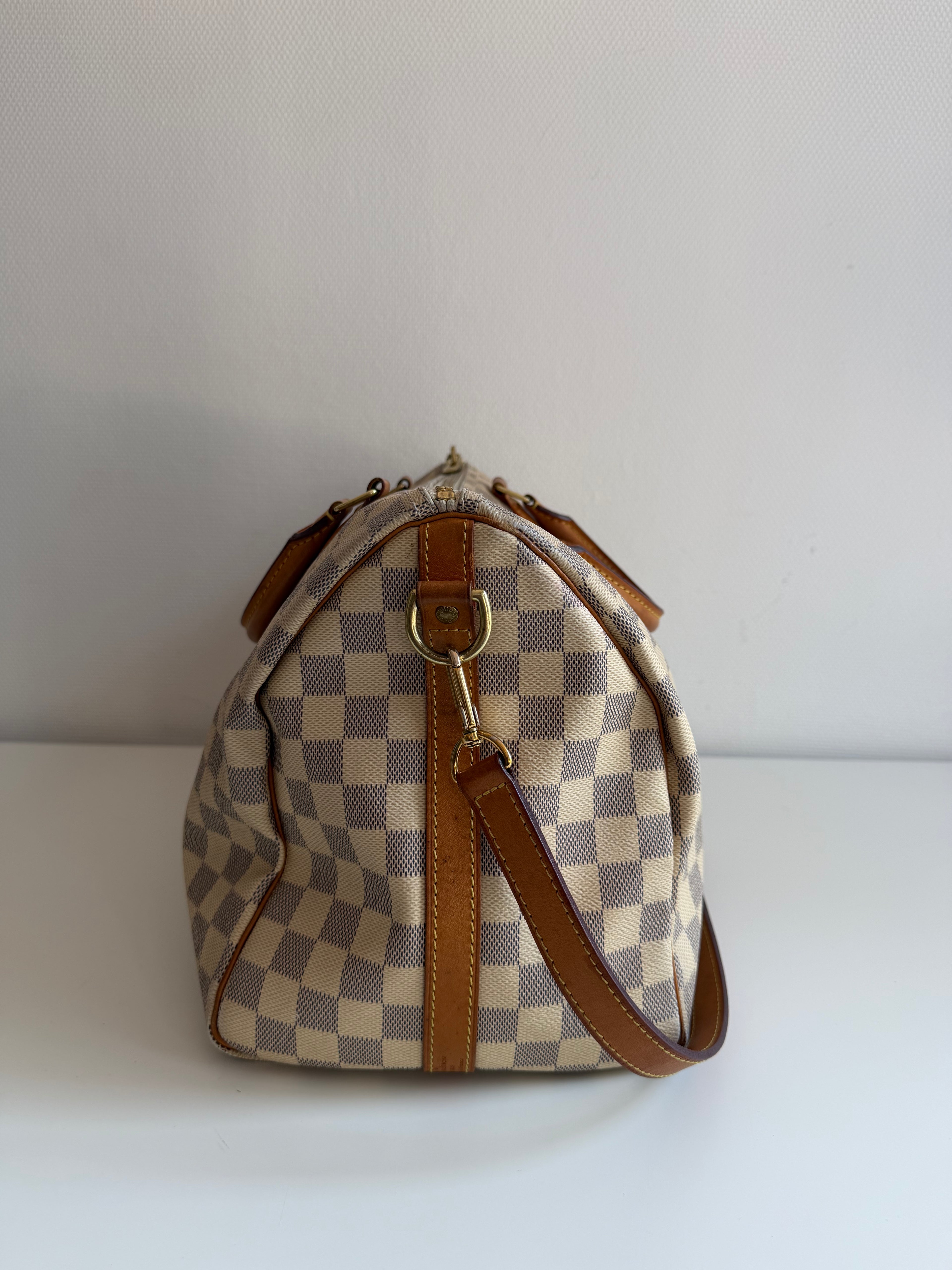 Speedy 35 à bandoulière en toile Damier blanc