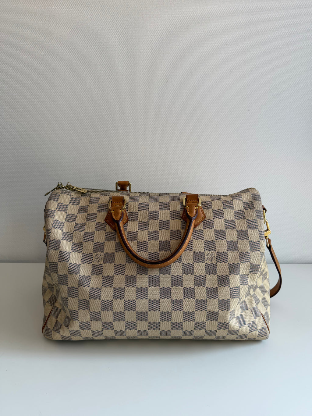 Speedy 35 à bandoulière en toile Damier blanc