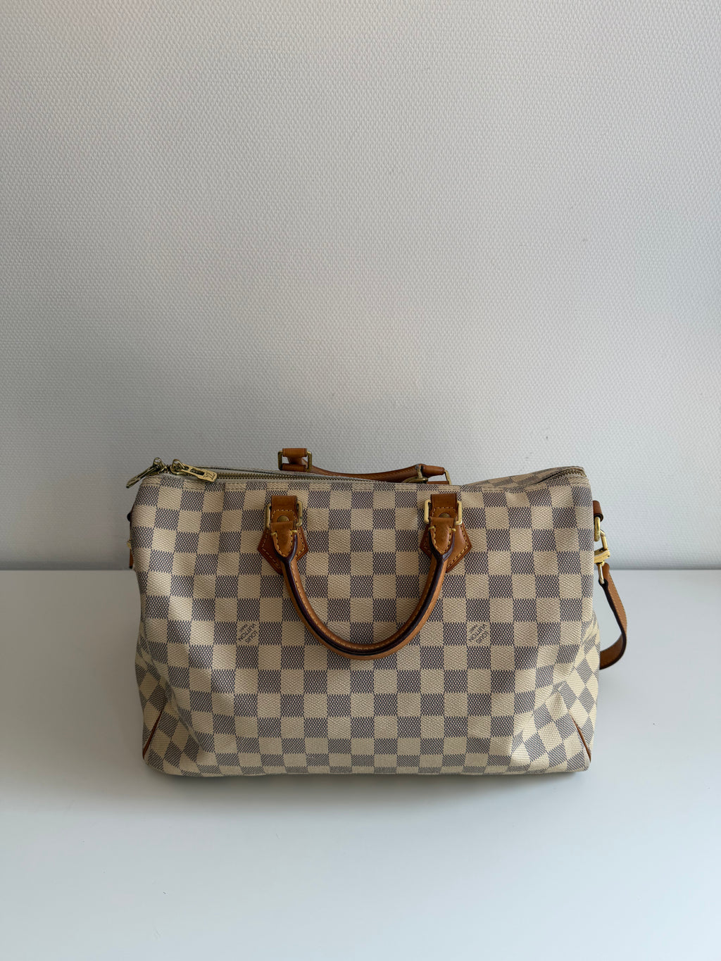 Speedy 35 à bandoulière en toile Damier blanc