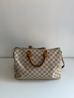 Speedy 35 à bandoulière en toile Damier blanc