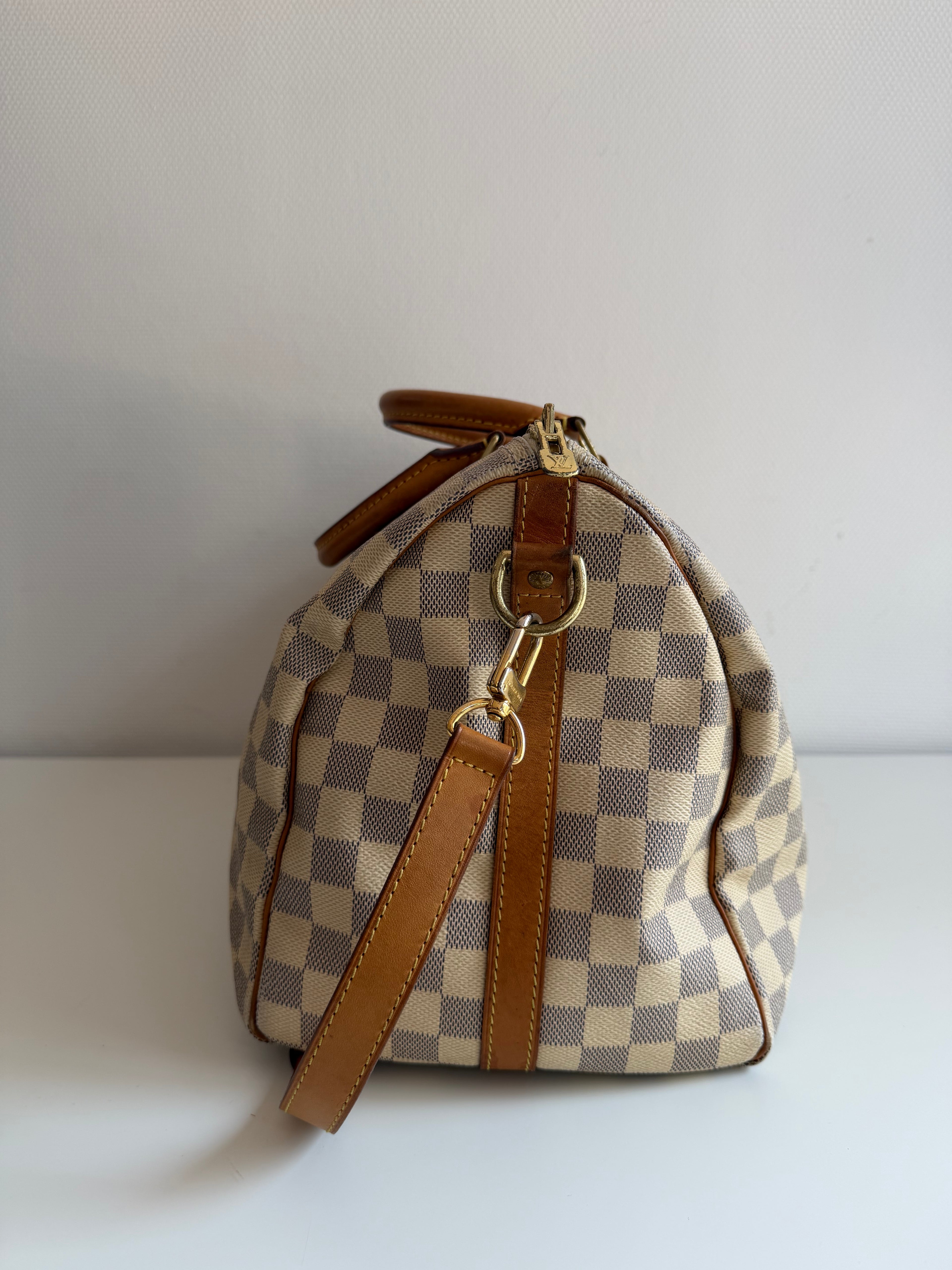 Speedy 35 à bandoulière en toile Damier blanc