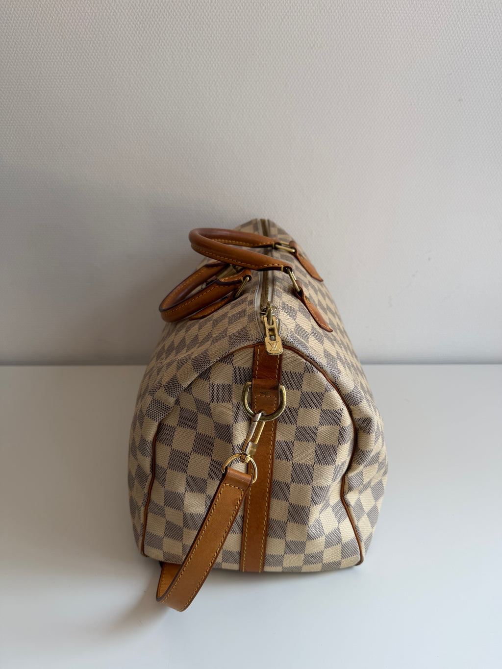 Speedy 35 à bandoulière en toile Damier blanc