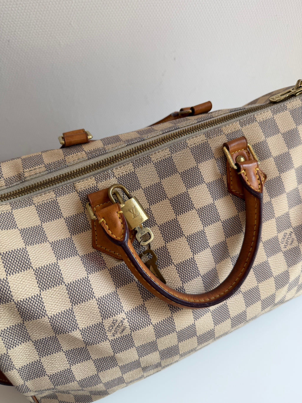 Speedy 35 à bandoulière en toile Damier blanc