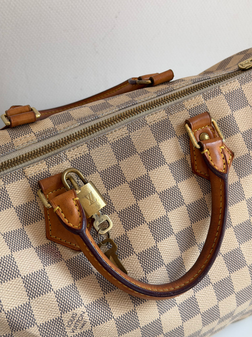 Speedy 35 à bandoulière en toile Damier blanc