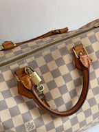 Speedy 35 à bandoulière en toile Damier blanc