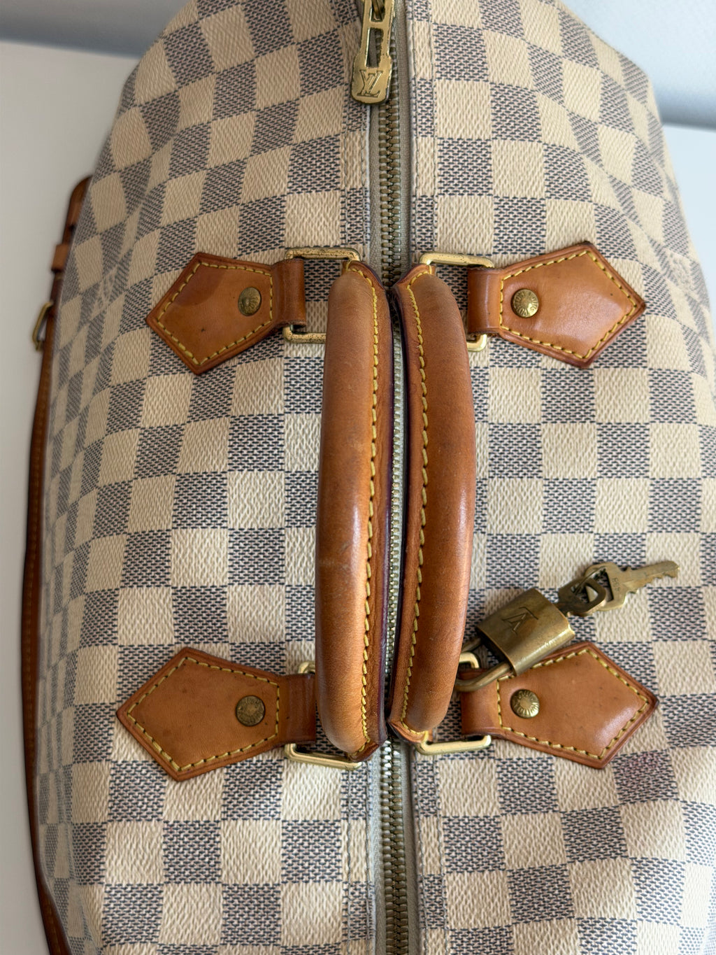 Speedy 35 à bandoulière en toile Damier blanc