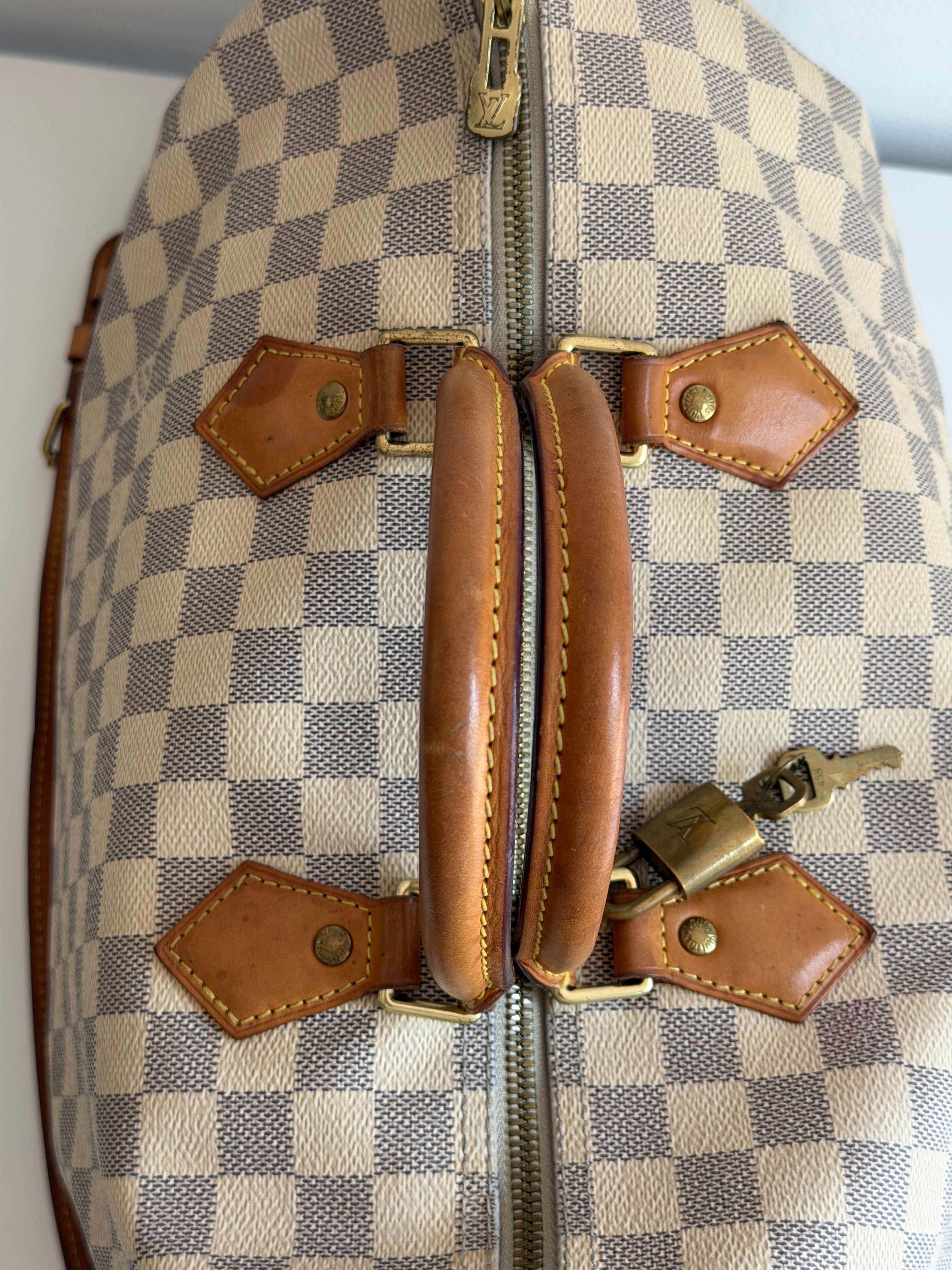 Speedy 35 à bandoulière en toile Damier blanc