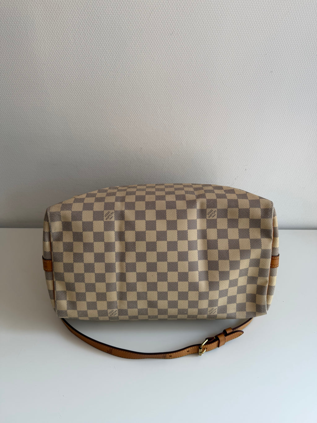 Speedy 35 à bandoulière en toile Damier blanc