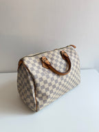 Speedy 30 en toile Damier blanc