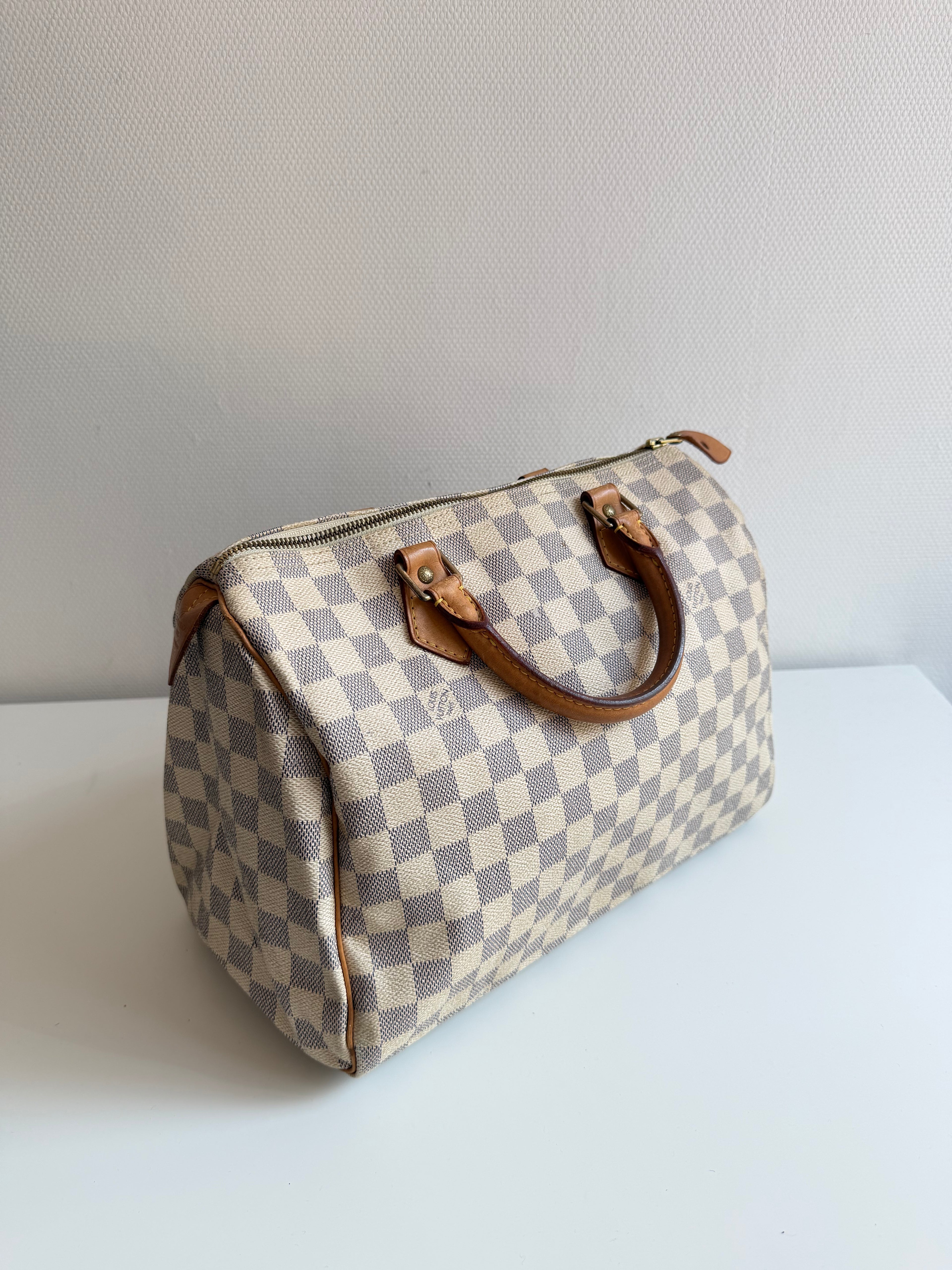 Speedy 30 en toile Damier blanc