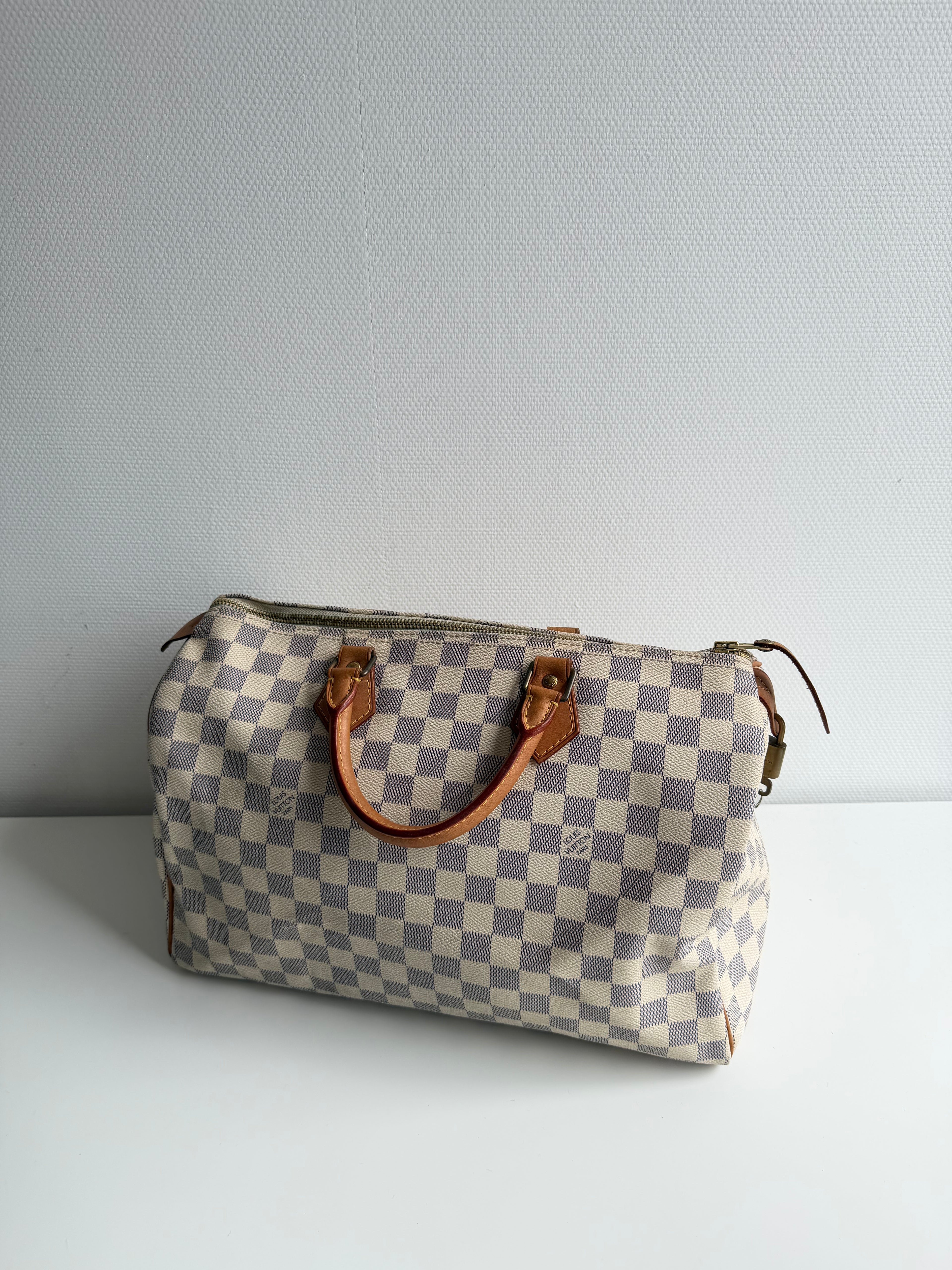 Speedy 35 en toile Damier blanc