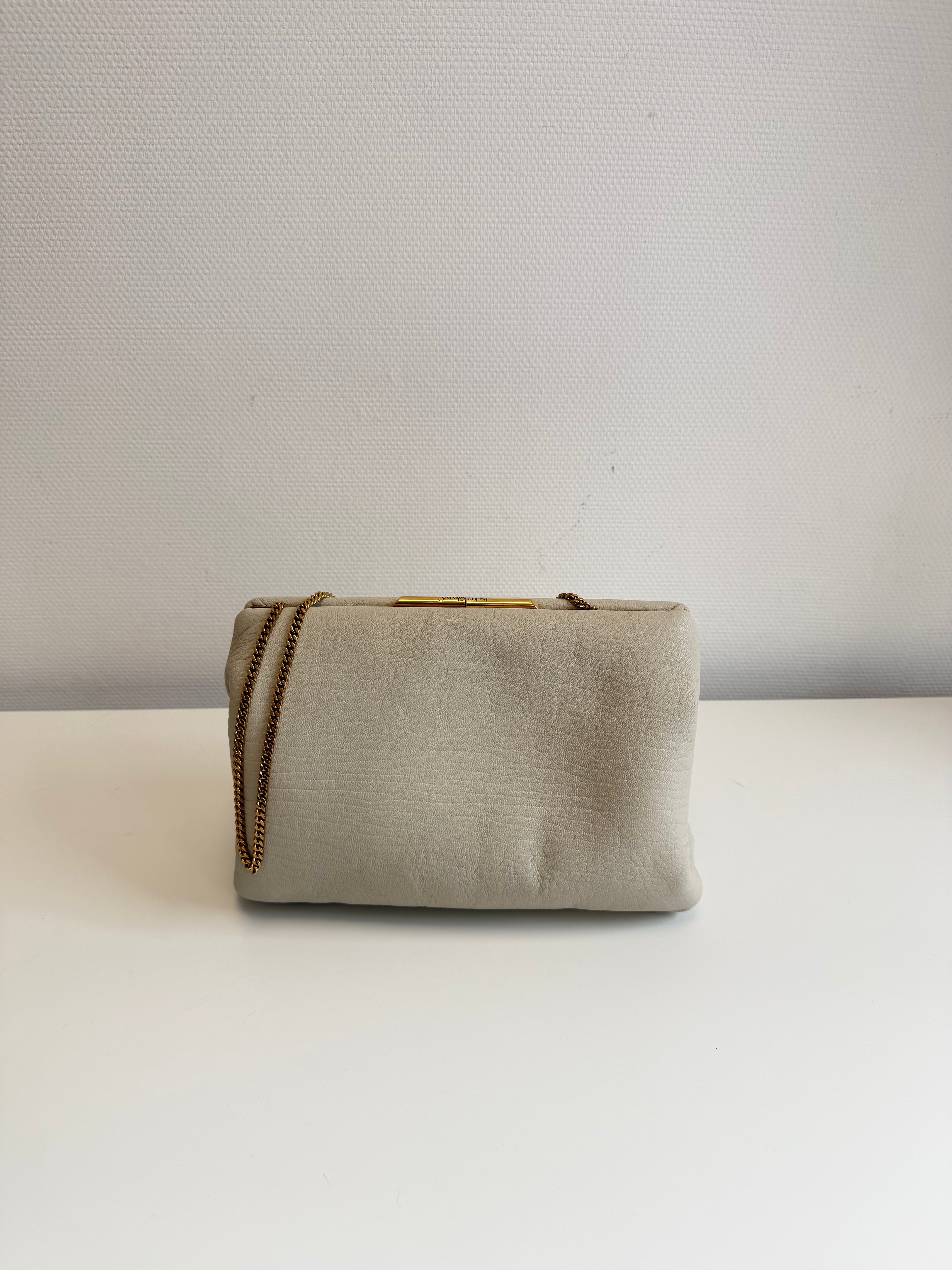 Leather clutch with logo Saint Laurent