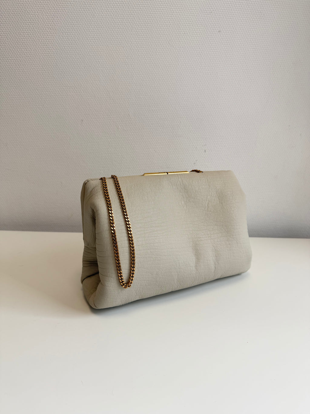 Leather clutch with logo Saint Laurent