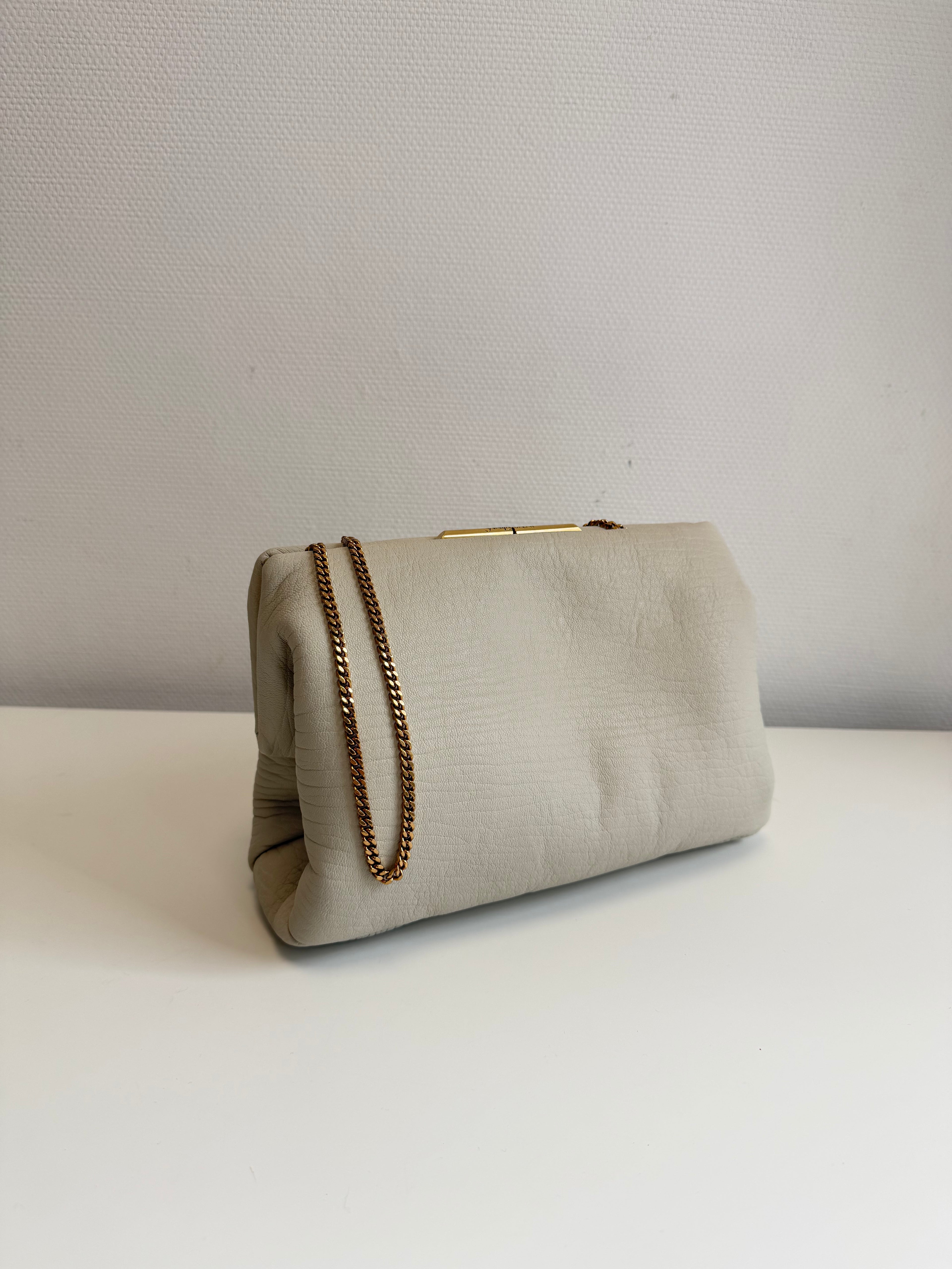 Leather clutch with logo Saint Laurent