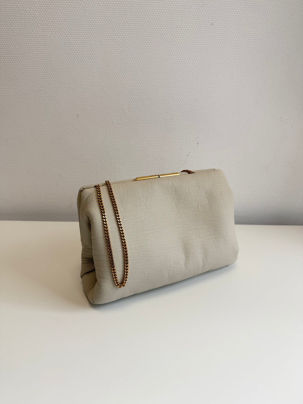 Leather clutch with logo Saint Laurent