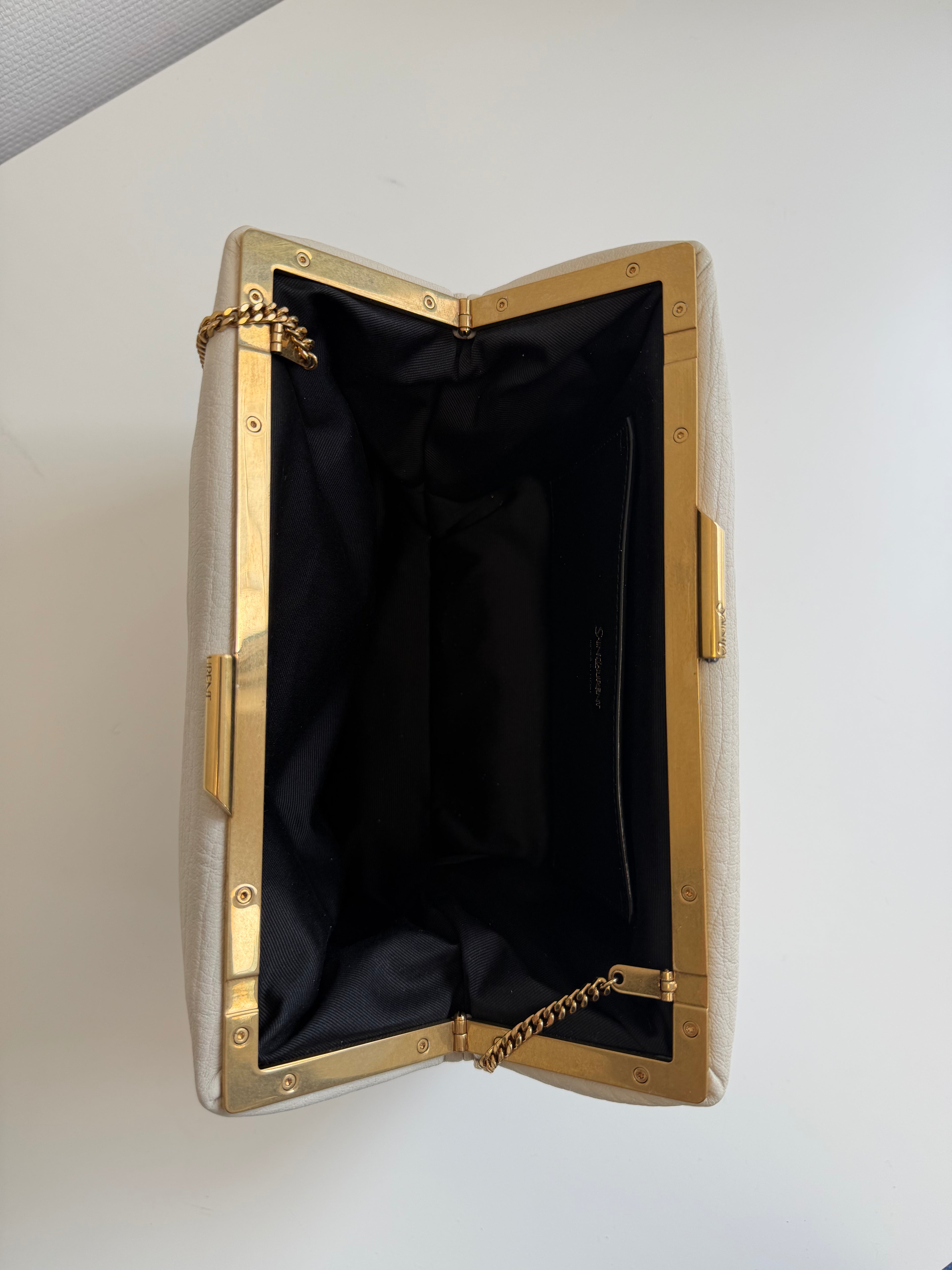 Leather clutch with logo Saint Laurent