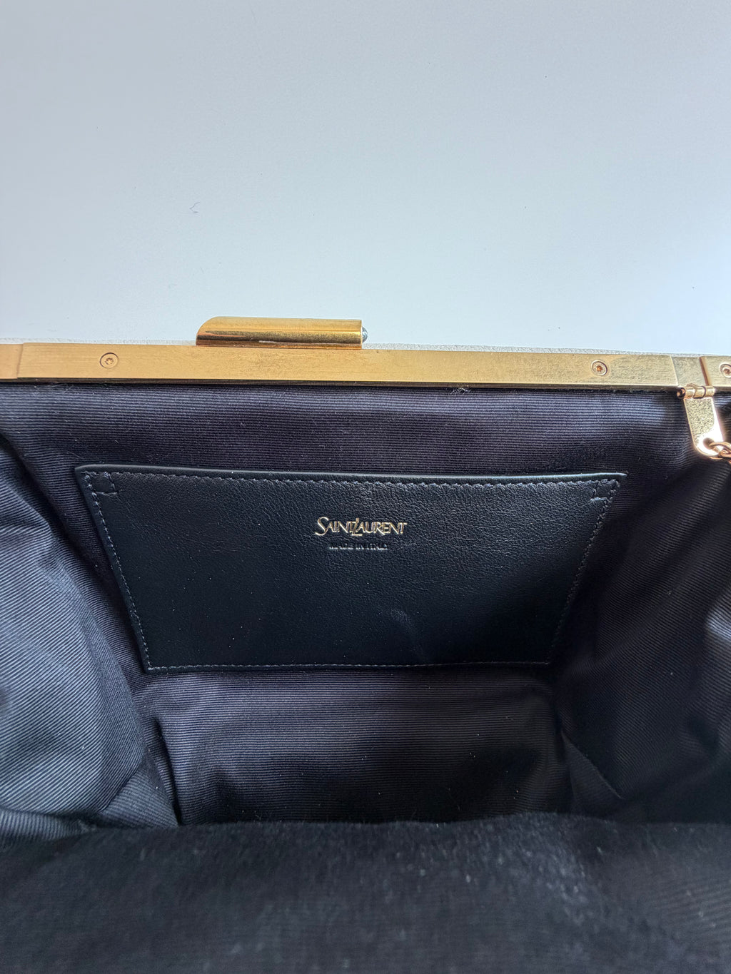 Leather clutch with logo Saint Laurent