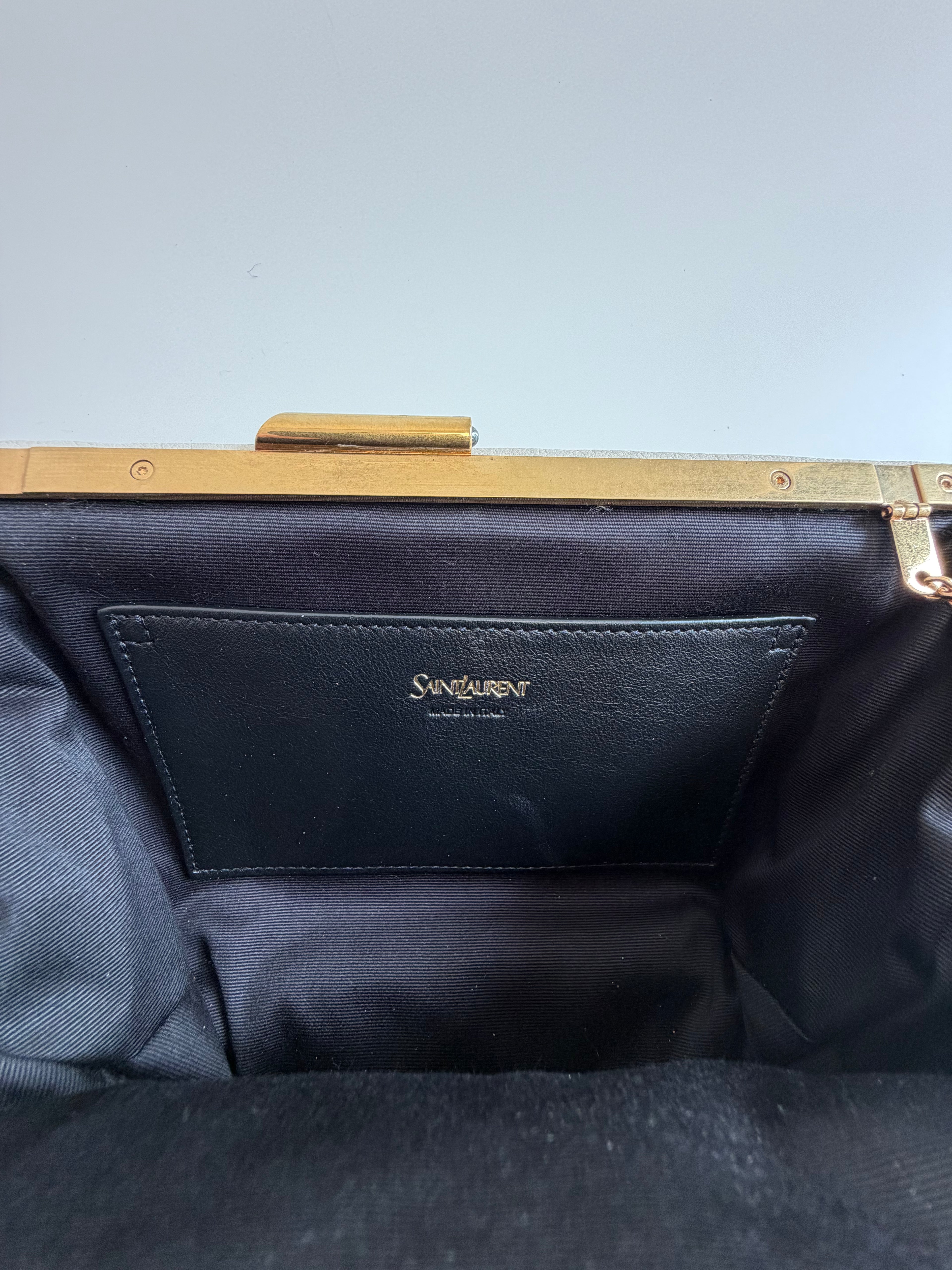 Leather clutch with logo Saint Laurent