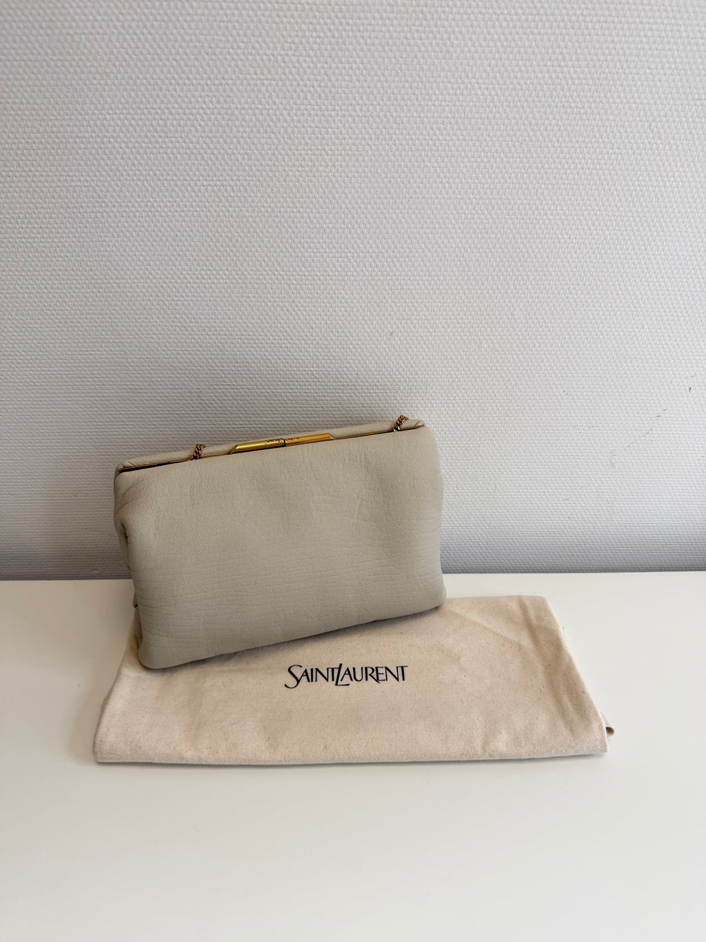 Leather clutch with logo Saint Laurent