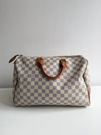 Speedy 35 en toile damier Blanc