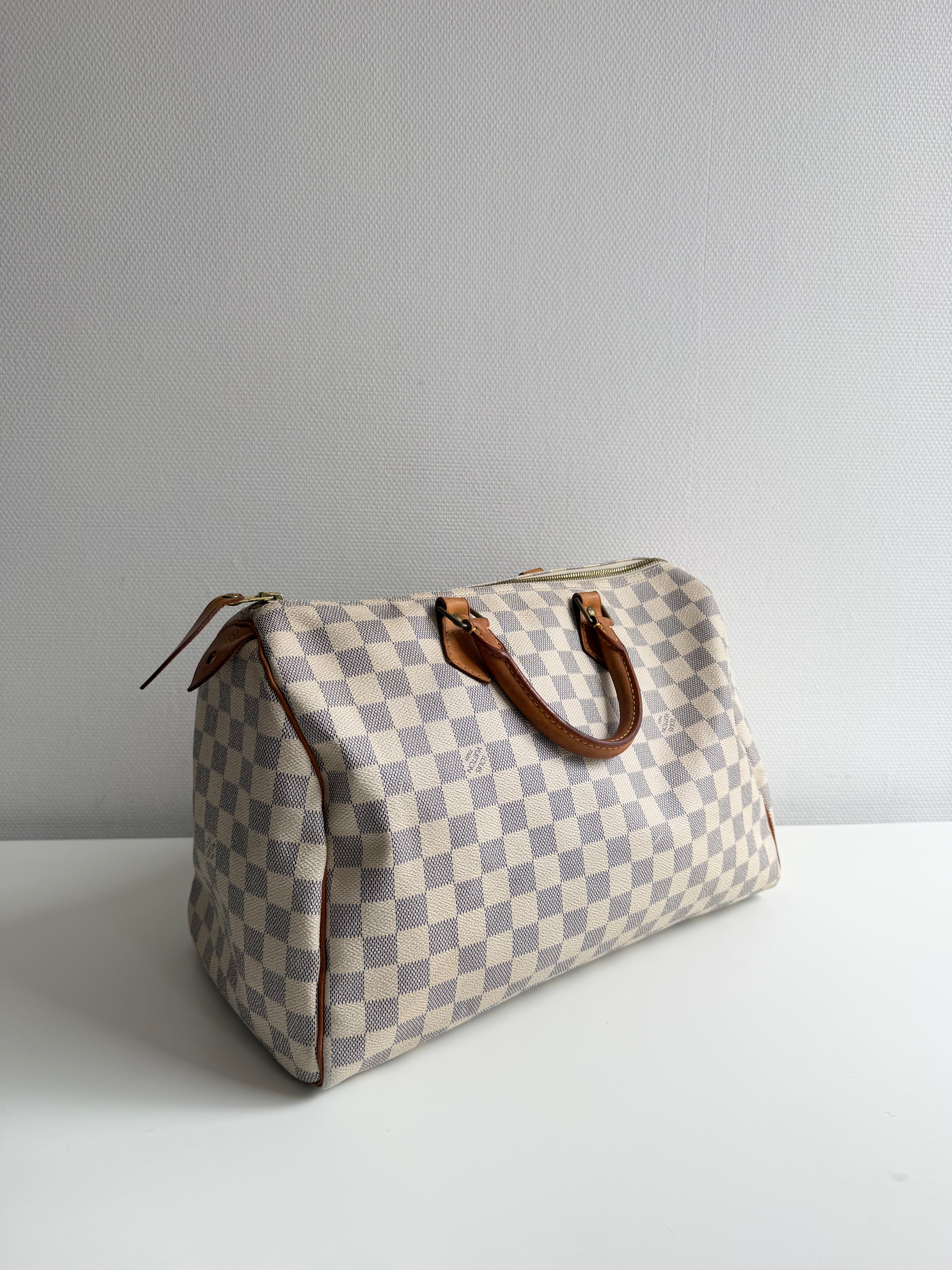 Speedy 35 en toile damier Blanc