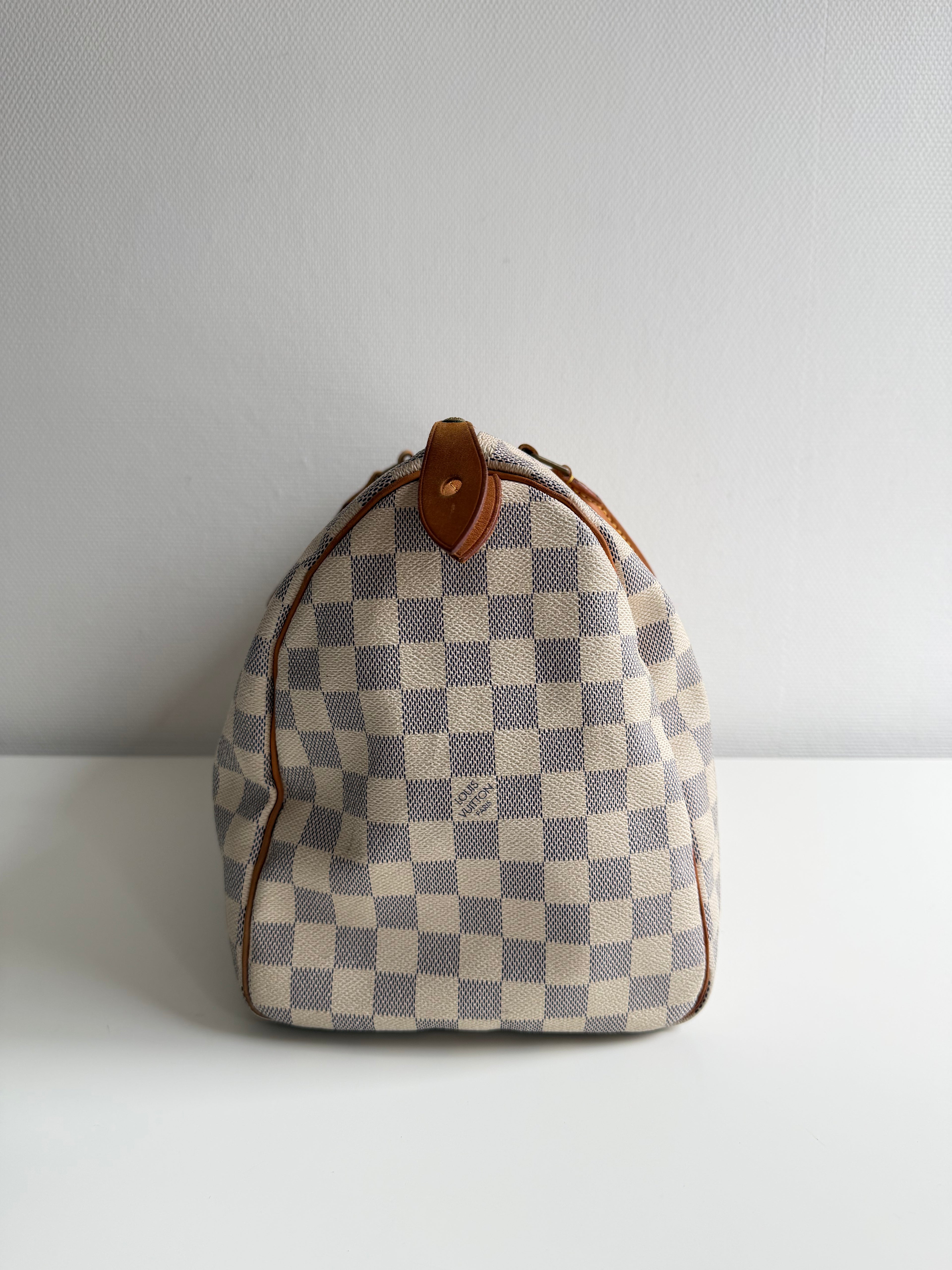 Speedy 35 en toile damier Blanc