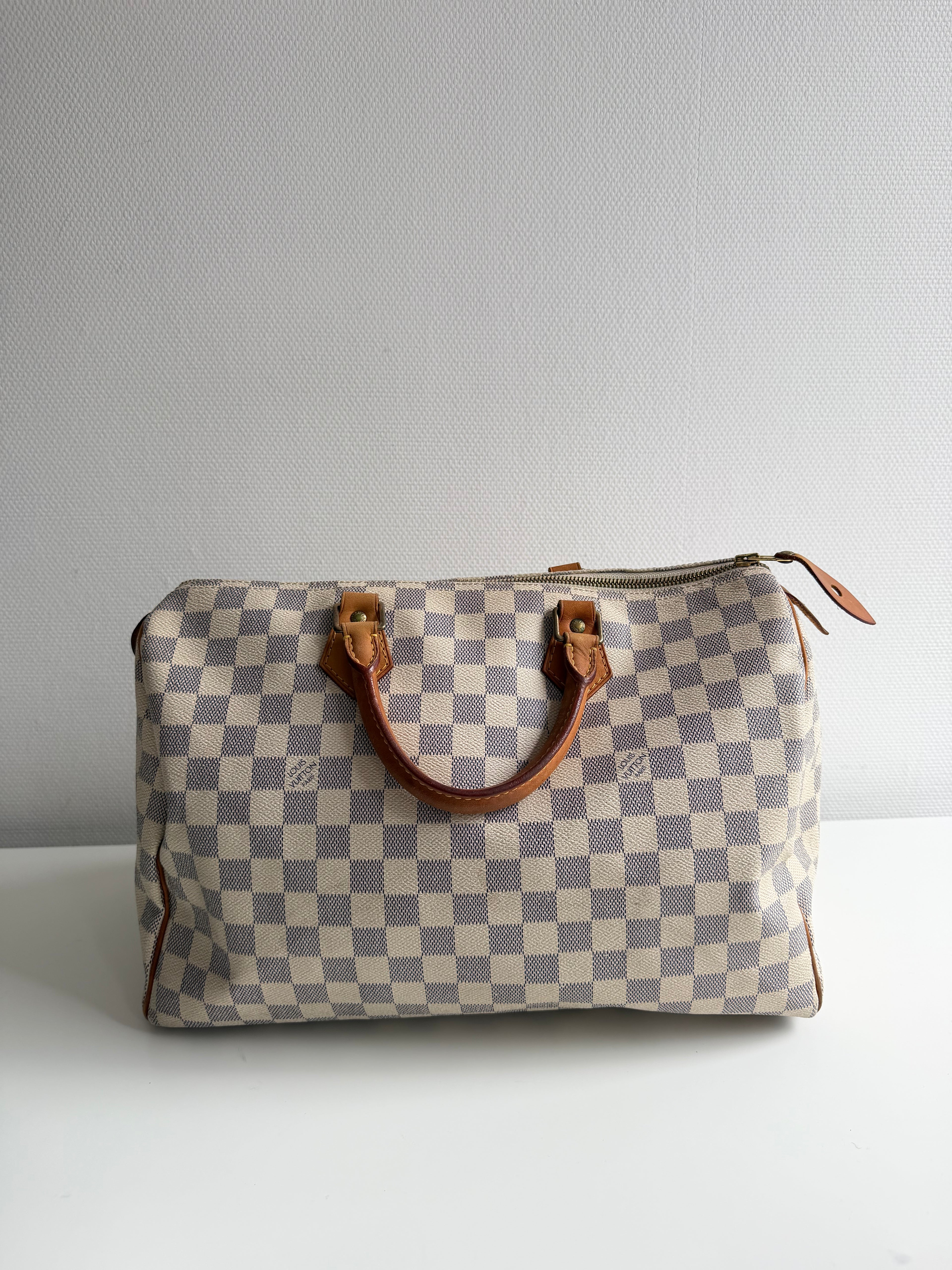 Speedy 35 en toile damier Blanc