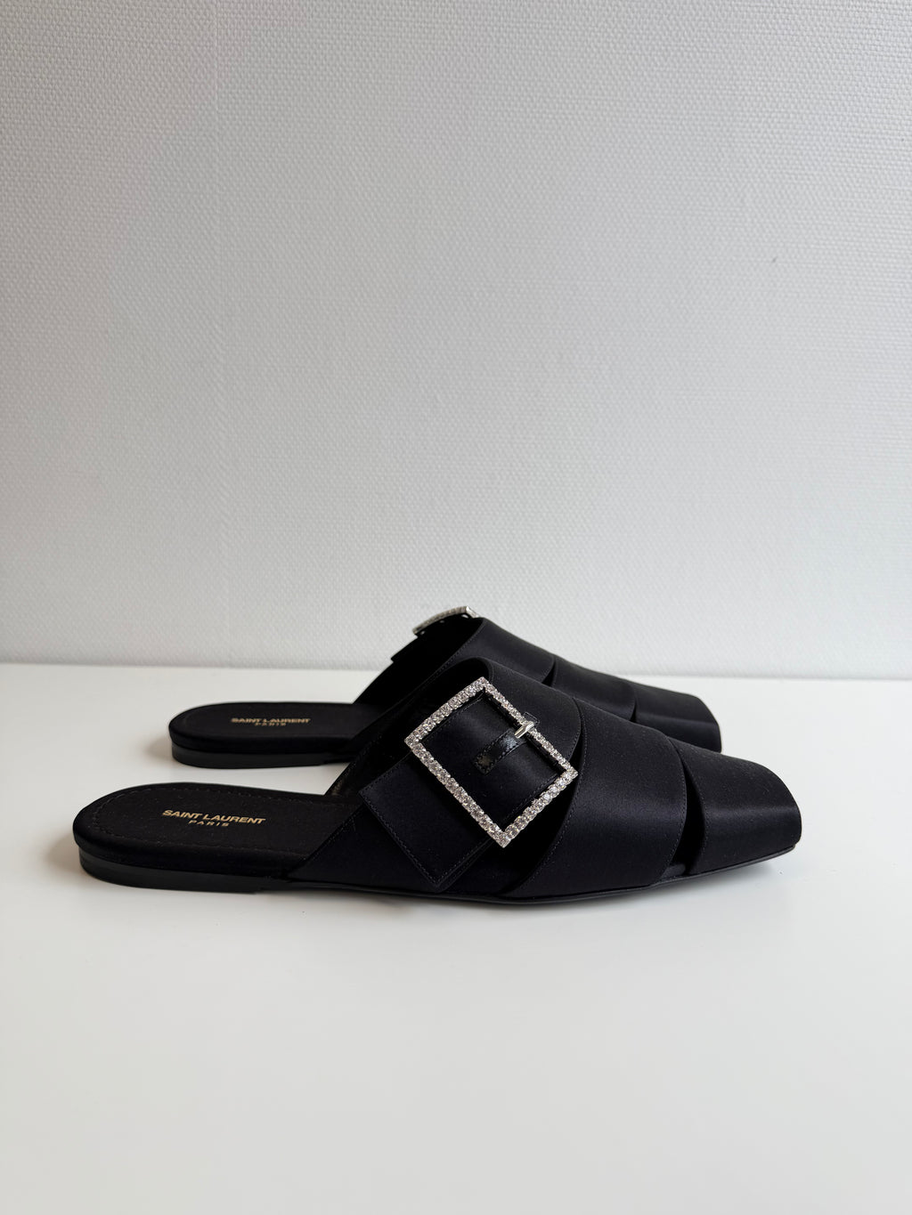 Jacques Flat Mules In Crepe Satin