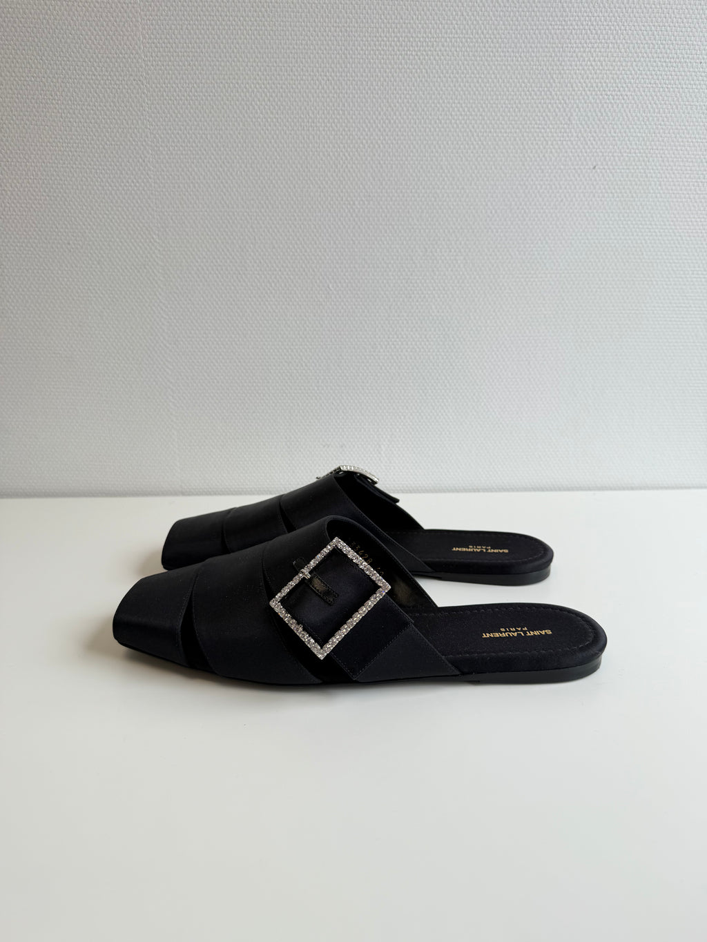 Jacques Flat Mules In Crepe Satin
