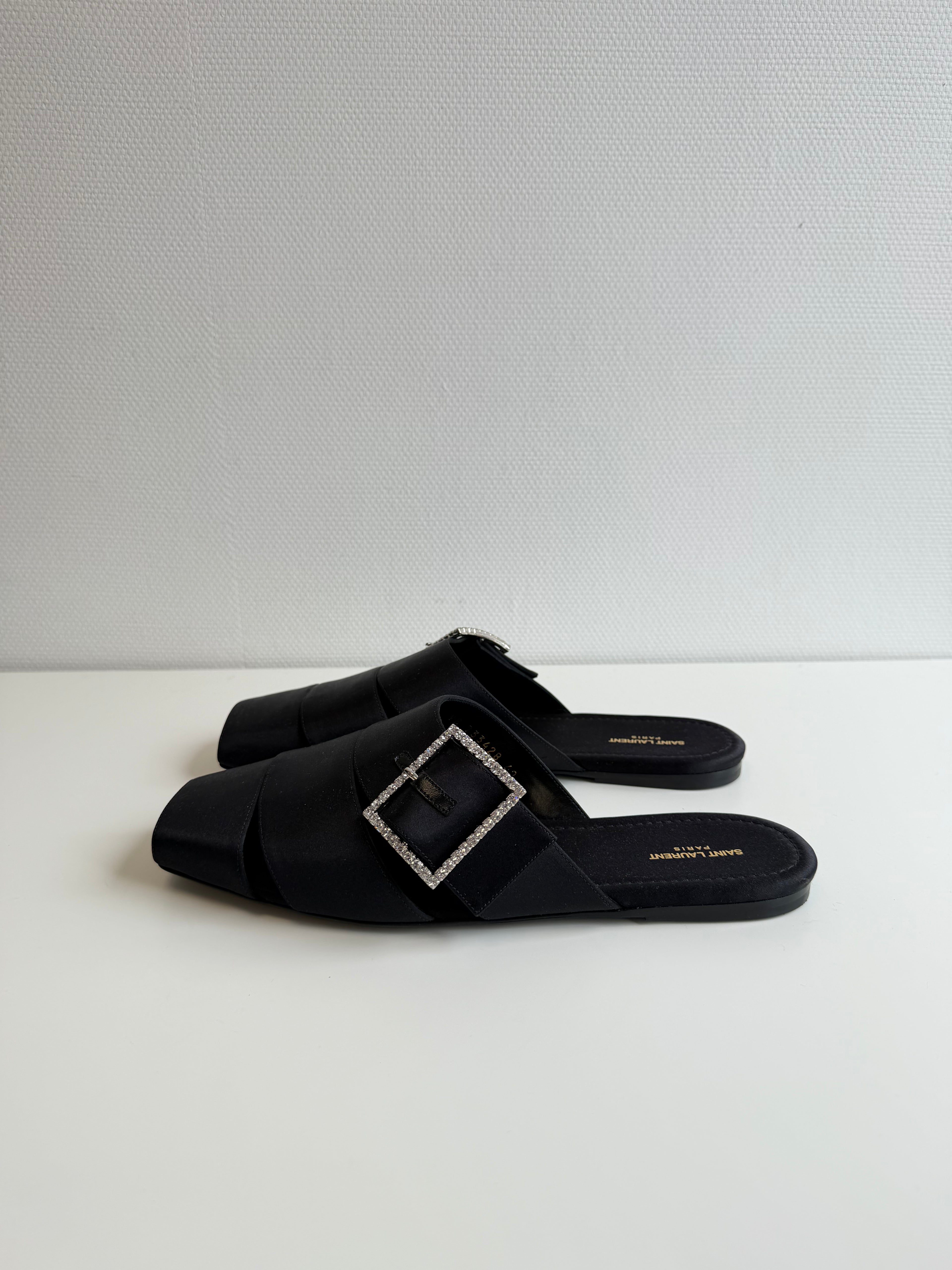 Jacques Flat Mules In Crepe Satin