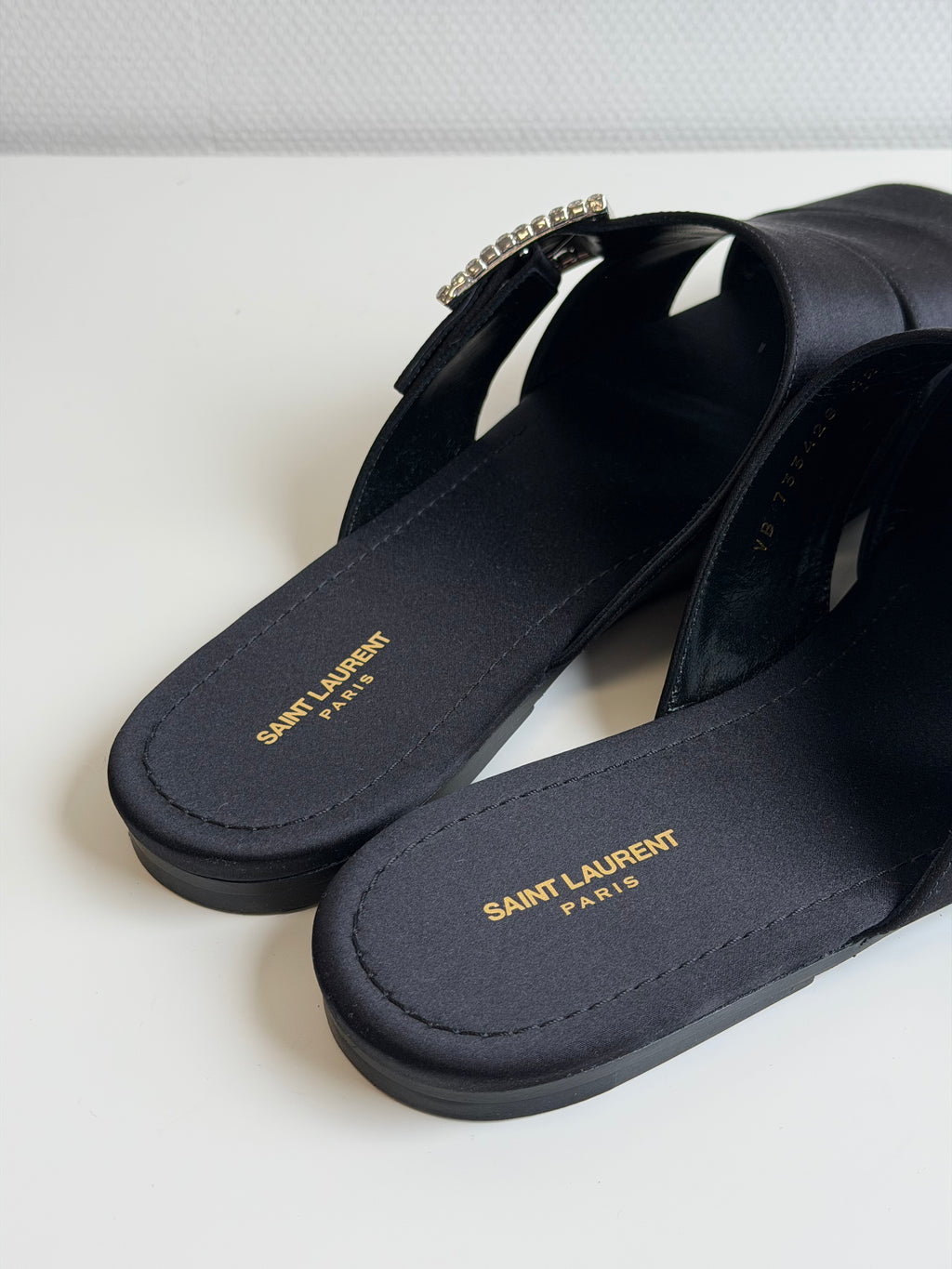 Jacques Flat Mules In Crepe Satin