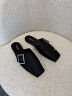 Jacques Flat Mules In Crepe Satin