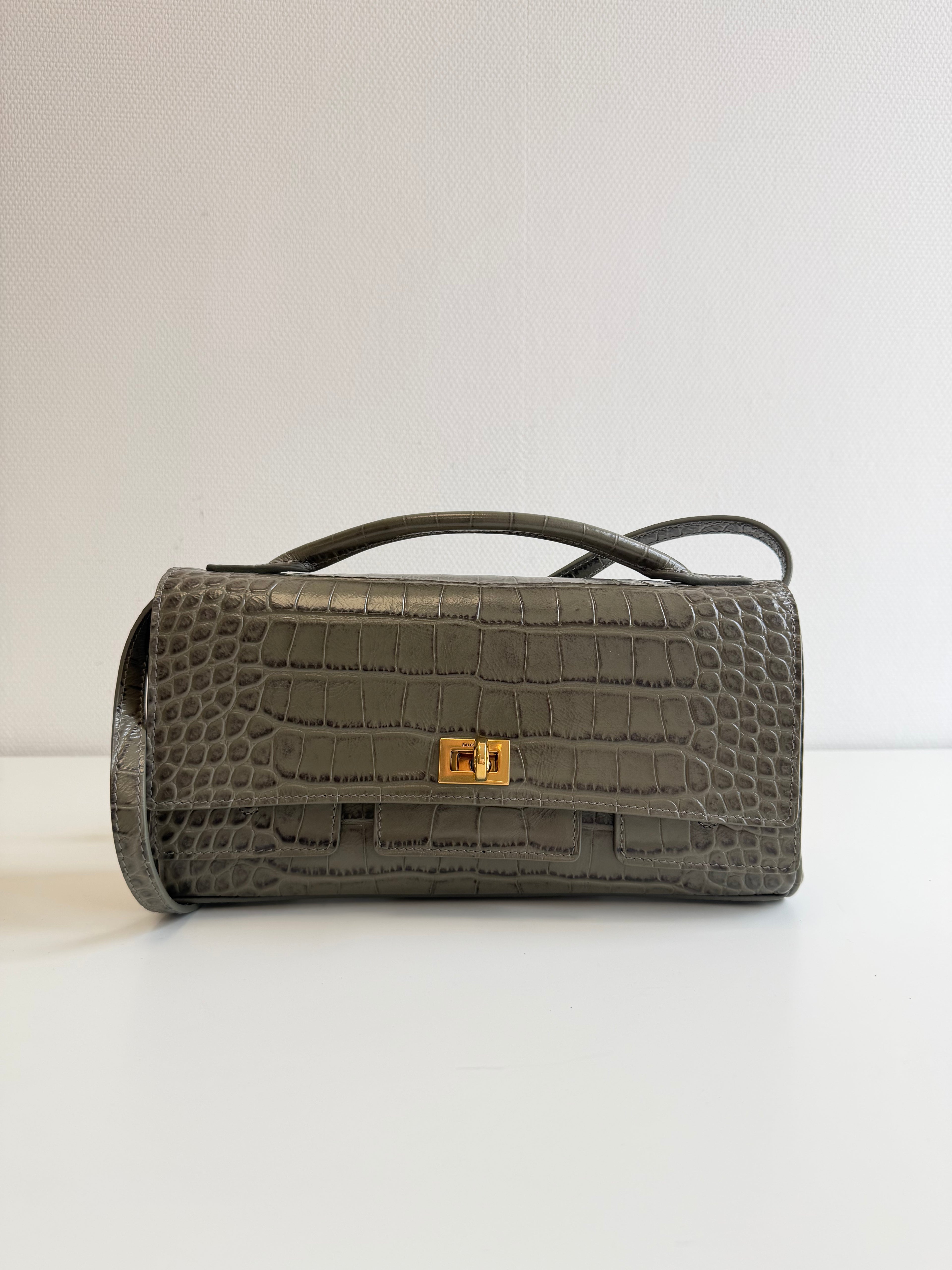 Bel Air Clutch in Croc-embossed Calfskin