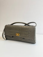Bel Air Clutch in Croc-embossed Calfskin