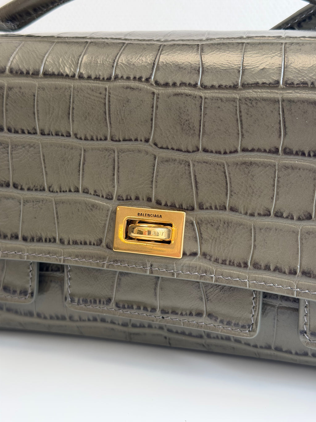 Bel Air Clutch in Croc-embossed Calfskin